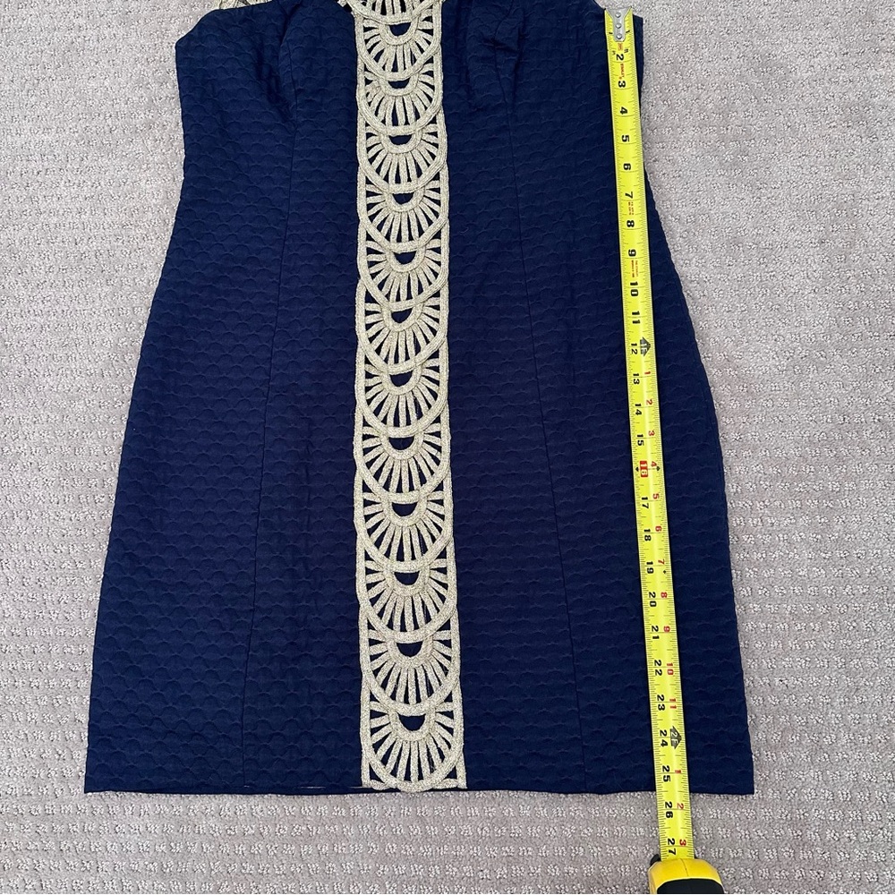 Lilly Pulitzer Tana Shift Dress, True Navy/Soutache Gold, Size 6 style # 25138 - Picture 8 of 11